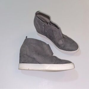 MIA Women's Gray Suede Hidden Wedge Sneakers, Size: 9 1/2